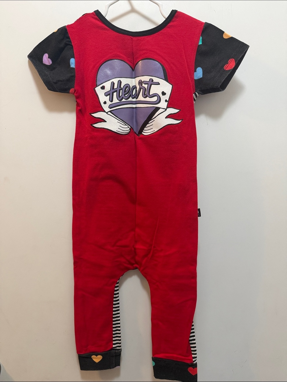 Rags Red Baby Romper with Purple Heart Graphic Size 18-24 Months